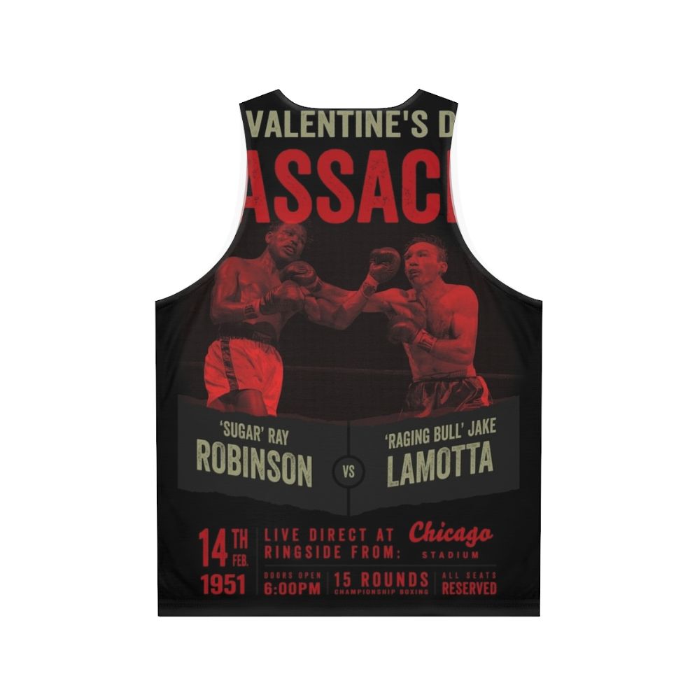 Vintage boxing tank top featuring Sugar Ray Robinson vs Jake Lamotta - Back