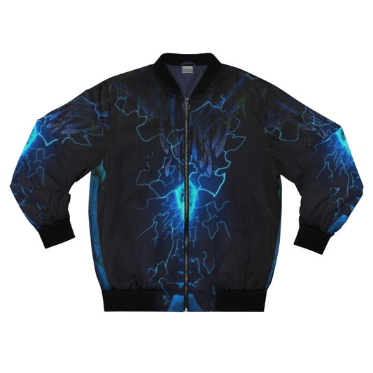 Bomber jacket with ancient superweapon and crystal design