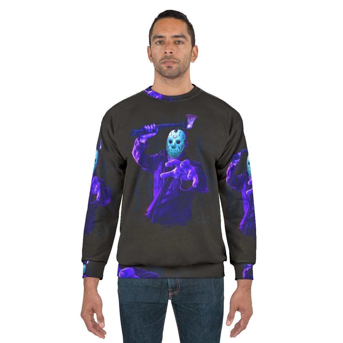 Retro horror 8-bit "Game Over" sweatshirt featuring Jason Voorhees from Friday the 13th - men