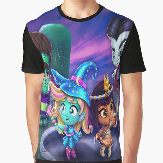 Super Monsters graphic design on a t-shirt for kids