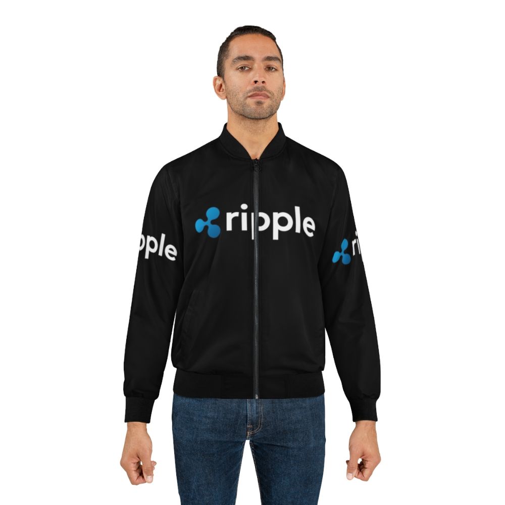 Ripple (XRP) Crypto Bomber Jacket with Ripple logo and text - Lifestyle