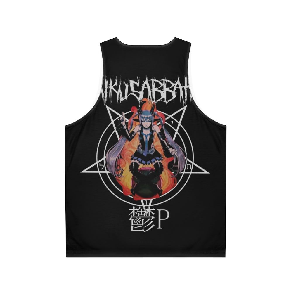 Miku Hatsune unisex tank top with metal music and baphomet design - Back