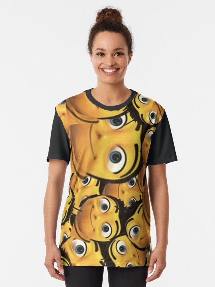 A graphic t-shirt featuring the character Barry Benson from the movie "Bee Movie" with the text "Barry You" and jazz-inspired elements. - Women