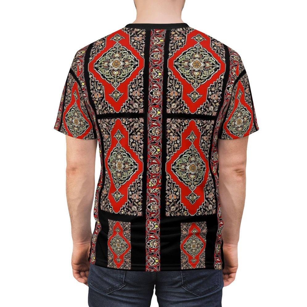 T-shirt featuring vibrant Armenian folk art illustration - men back