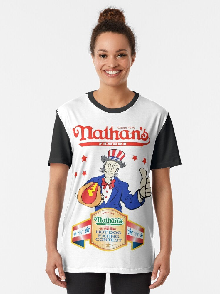 Joey Chestnut Nathan's Hot Dog Eating Contest 4th of July 2021 Graphic T-Shirt - Women