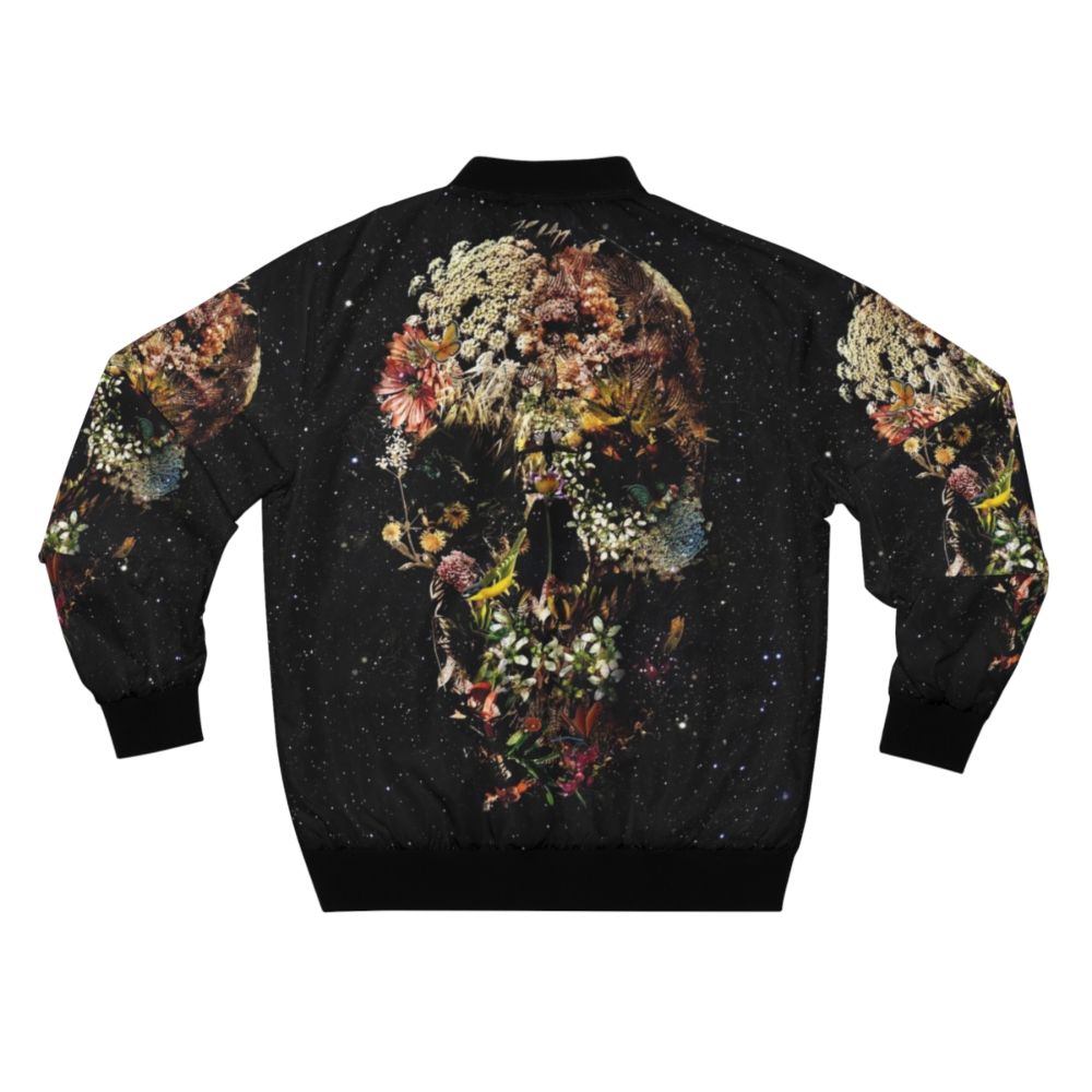 Skull and floral pattern bomber jacket - Back