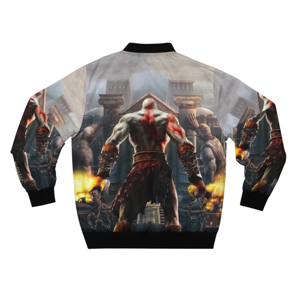 Kratos, the main character from the God of War video game series, wearing a bomber jacket - Back