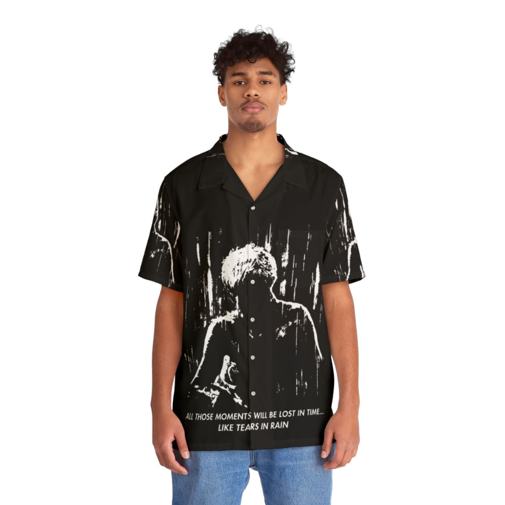 Blade Runner "Tears in Rain" inspired cyberpunk Hawaiian shirt - People Front