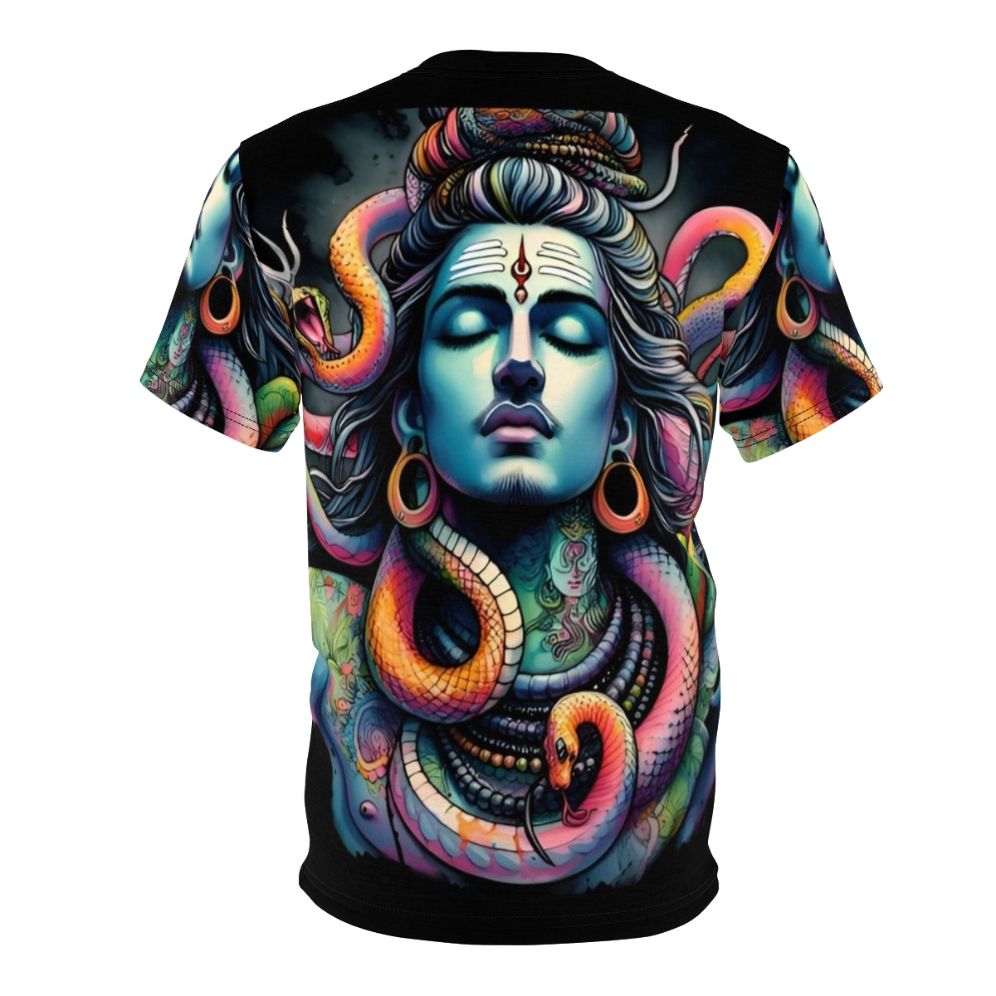 Vibrant Lord Shiva t-shirt with coiled snakes, representing the Hindu god's power and mysticism - Back