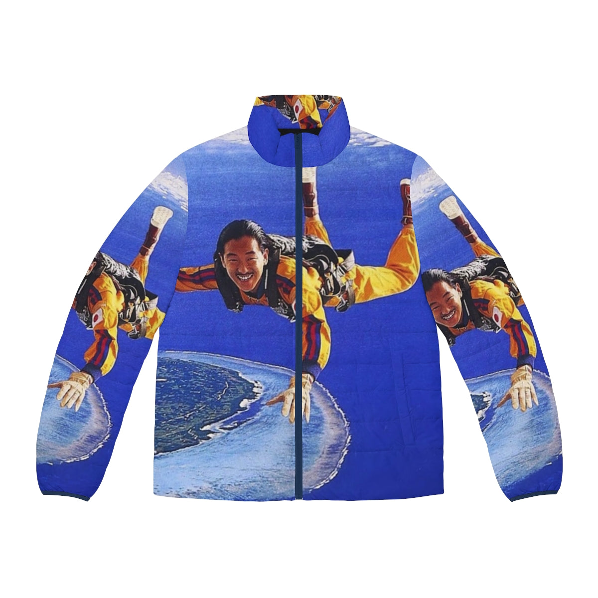 Stylish puffer jacket featuring Masayoshi Takanaka's iconic album cover