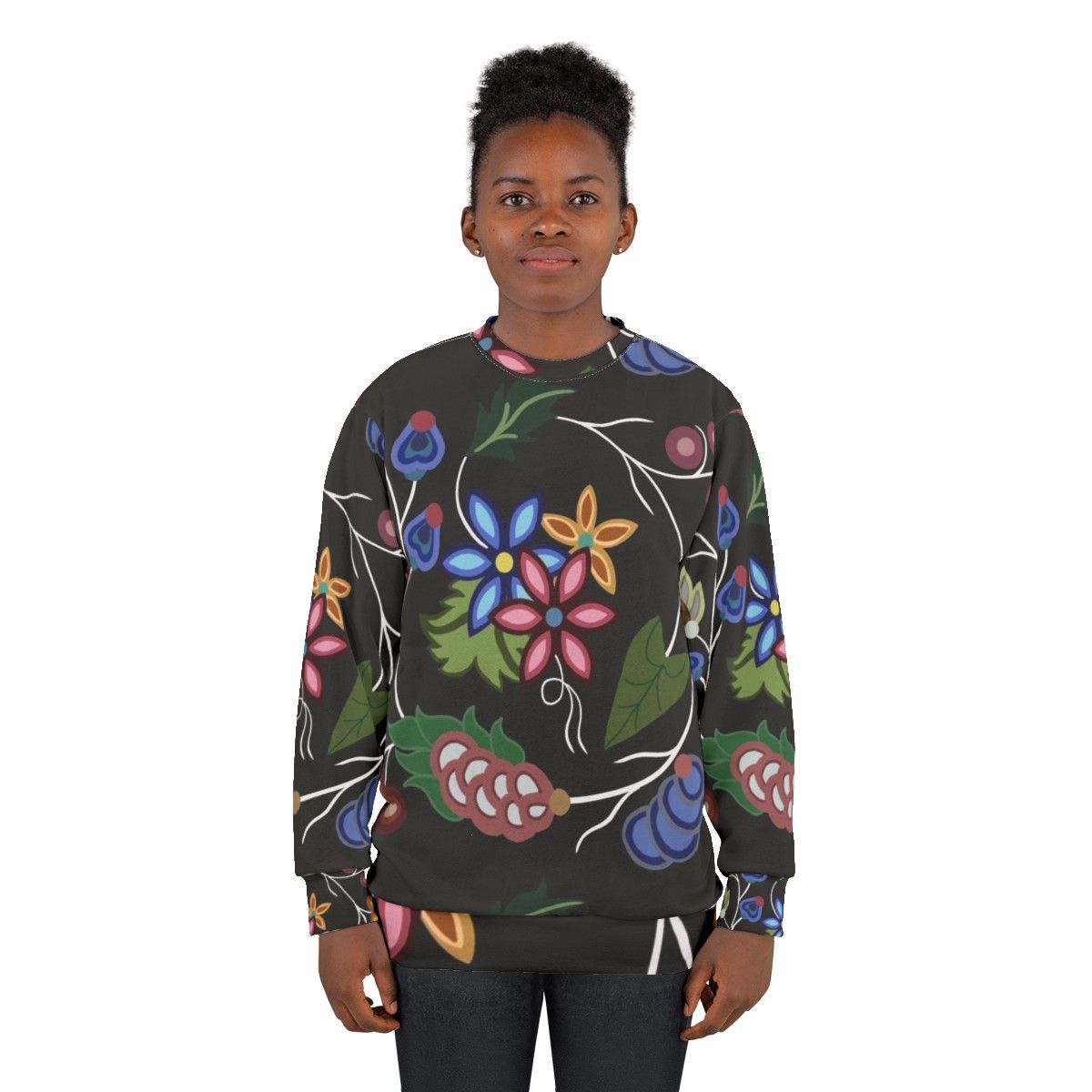 Anishnawbe indigenous sweatshirt with traditional tribal design - women