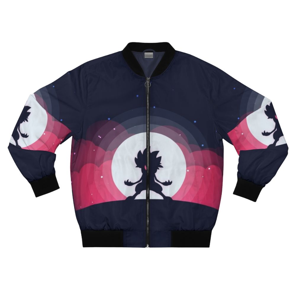 Lycanroc Pokemon Bomber Jacket with Flat Moon Design