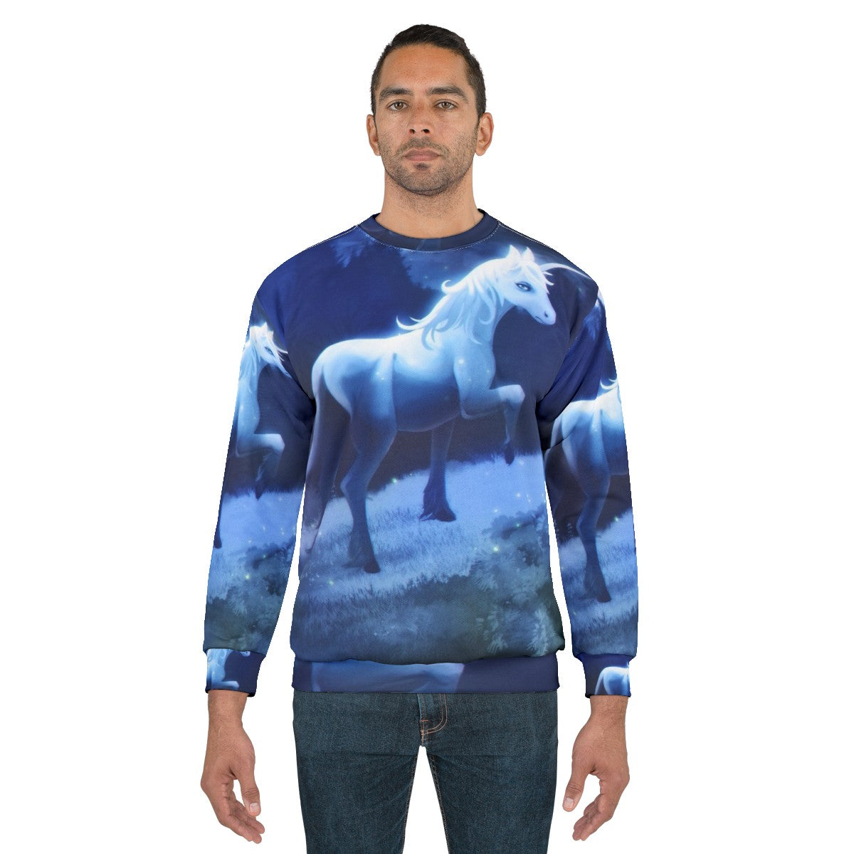 The Last Unicorn graphic sweatshirt featuring a mythical unicorn - men