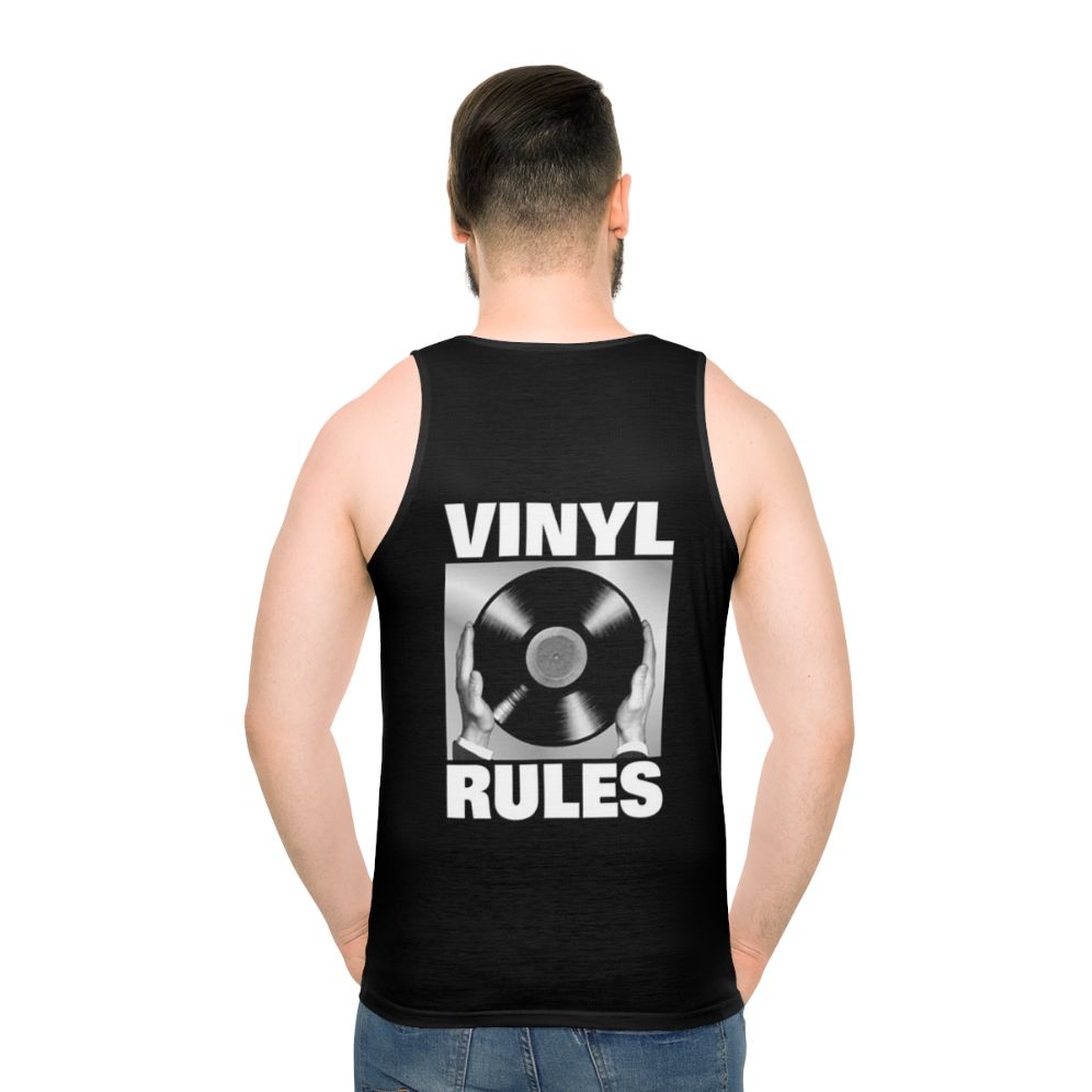 Retro vinyl rules unisex tank top - men back