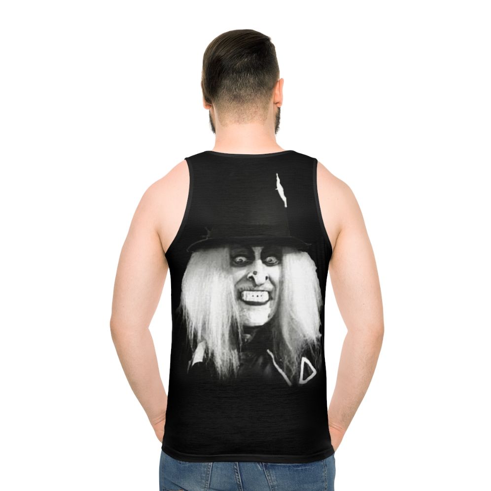 Zombo black background unisex tank top for Halloween and zombie fans - men back