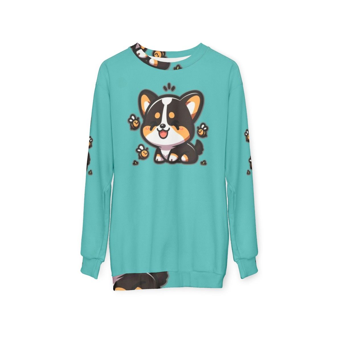 Tricolor Corgi with Bee Print Sweatshirt - hanging