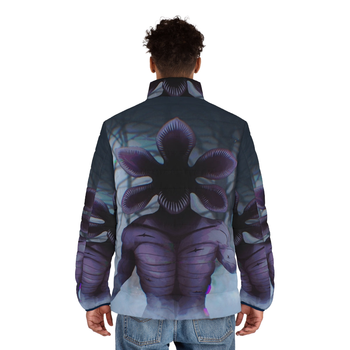 Stranger Things Demogorgon puffer jacket with fanart design - men back