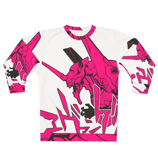 Classic Evangelion (EVA) Pink Sweatshirt with Vintage Anime Fanart Design