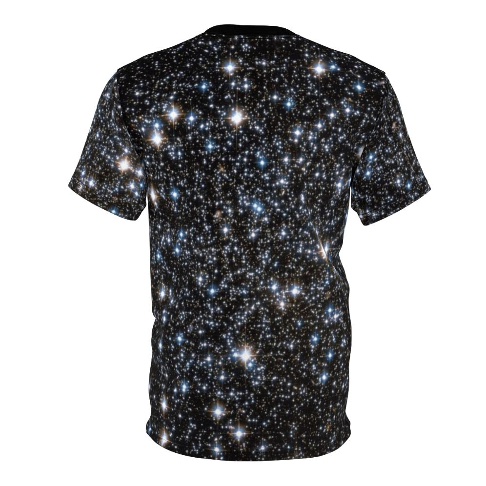 Glitter galaxy space and astronomy themed t-shirt design featuring stars, nebulae, and constellations. - Back