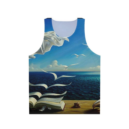 Surreal fantasy bird art vintage inspired unisex tank top