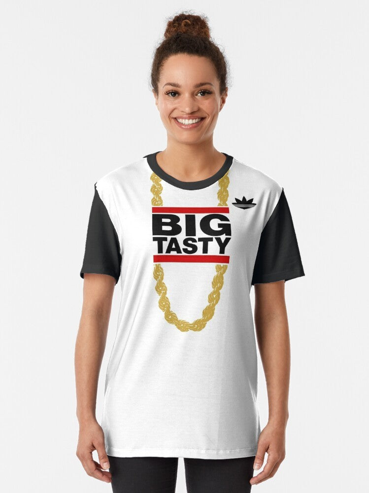 "The Goldbergs" Barry Goldberg "Big Tasty" graphic t-shirt, featuring the character Barry Goldberg from the 1980s-set sitcom. - Women