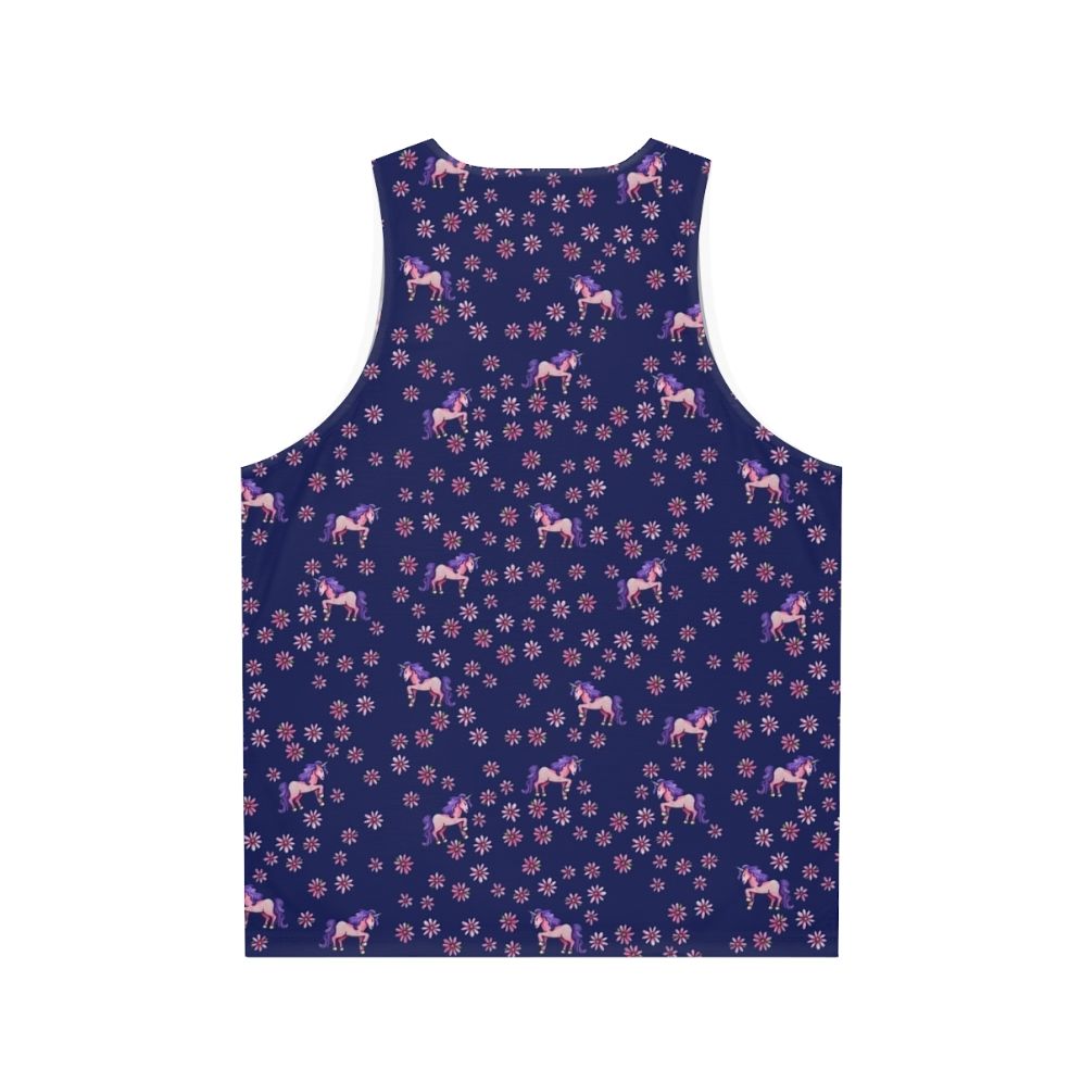 Retro unicorn flowers unisex tank top - Back