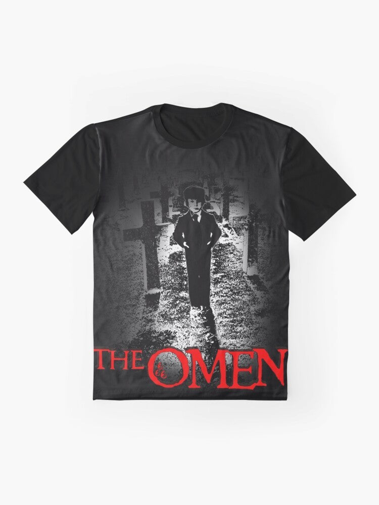 Damien the Omen horror movie graphic t-shirt - Flat lay