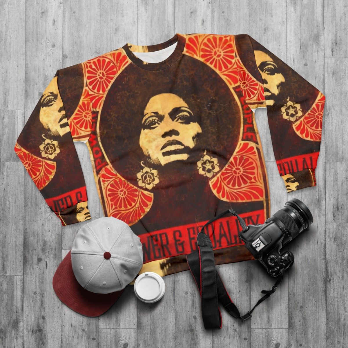 Vintage Angela Davis Black Panther Party Sweatshirt - flat lay