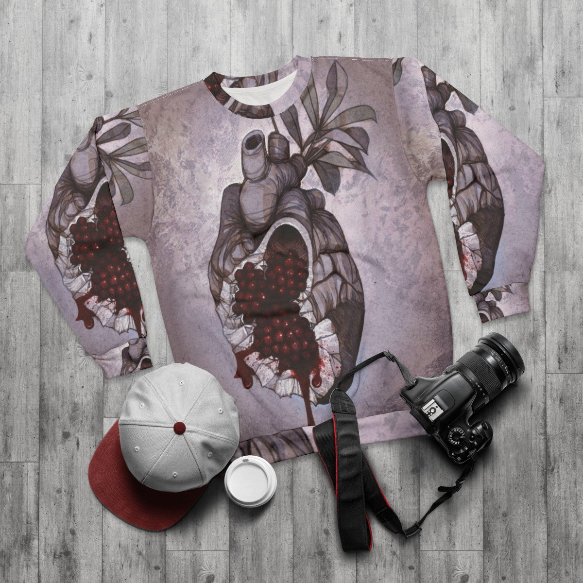 Persephone's Anatomical Heart Sweatshirt - flat lay