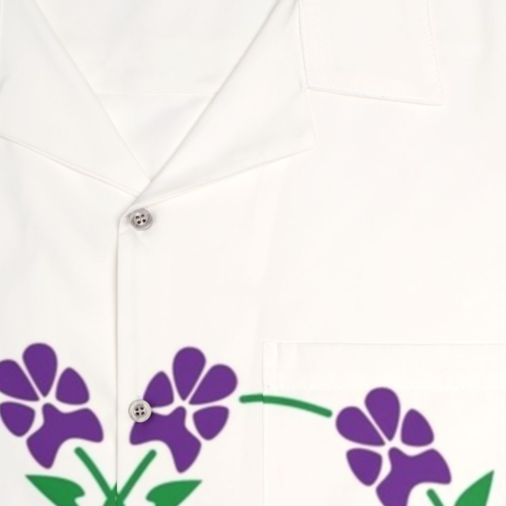 Best Dog Mom Hawaiian Shirt with Purple Pawprint Flowers - Detail