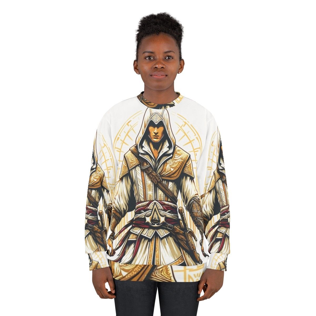 Assassins Creed Sweatshirt with Assassin In Action and Bright Colors - women