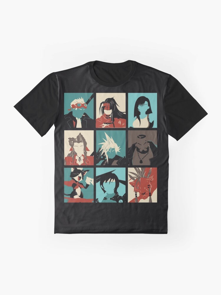 Final Fantasy VII Graphic T-Shirt featuring cloud strife, aeris, and tifa from the popular video game - Flat lay