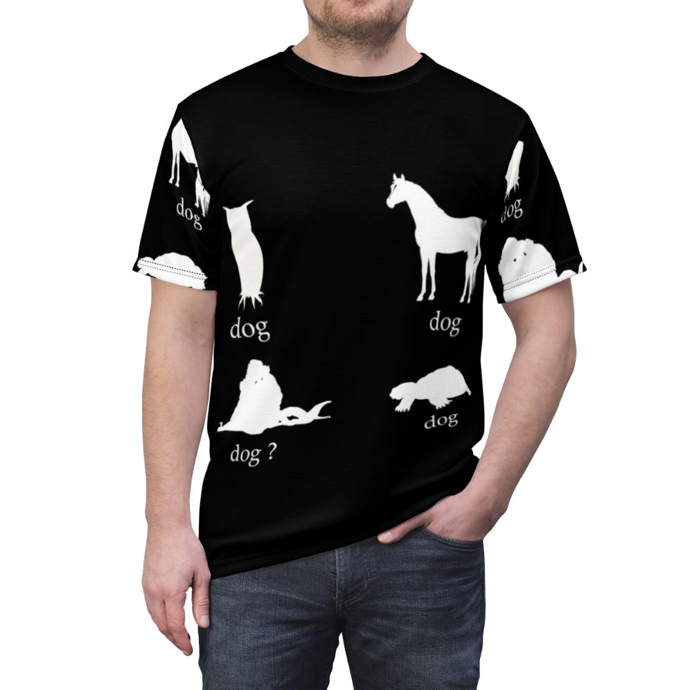 Elden Ring-inspired dog meme design on a high-quality t-shirt - men front