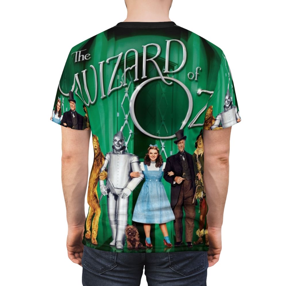 Wizard of Oz-inspired t-shirt featuring iconic characters and scenes from the beloved movie and musical - men back