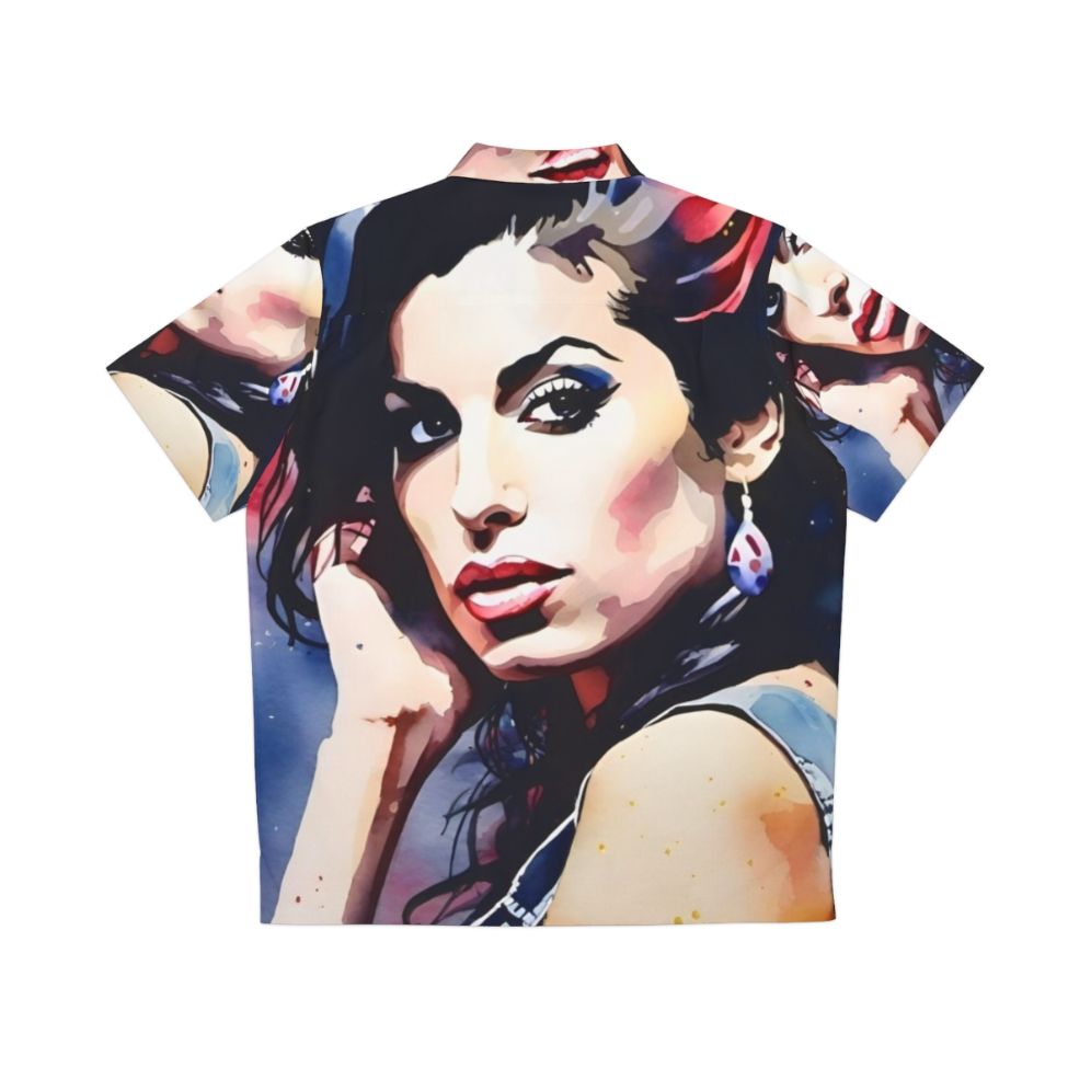 Amy Winehouse Hawaiian Shirt with Watercolor Design - Back