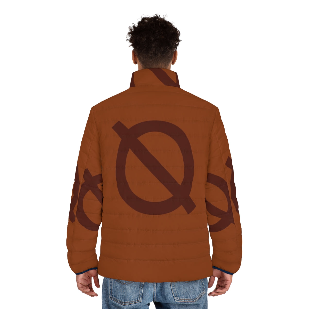 A cozy puffer jacket featuring the character Mae Borowski from the video game Night In The Woods - men back