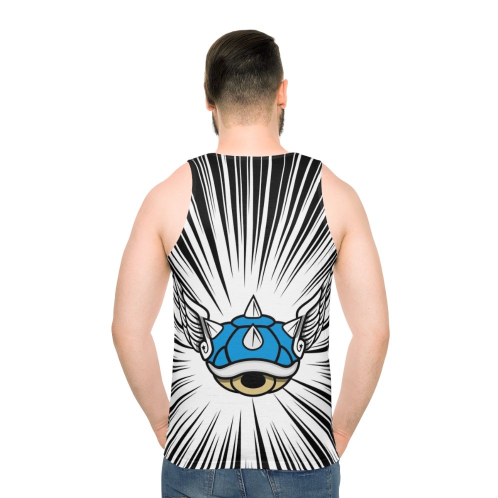 Retro gaming blue tank top with Mario Kart design - men back