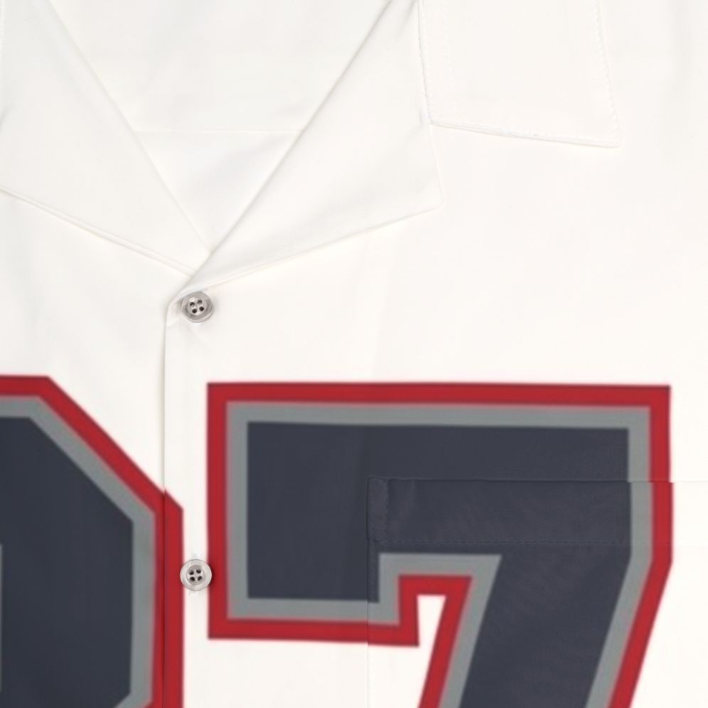 Eighty Seven Navy Grey Red Sports Number Hawaiian Shirt - Detail