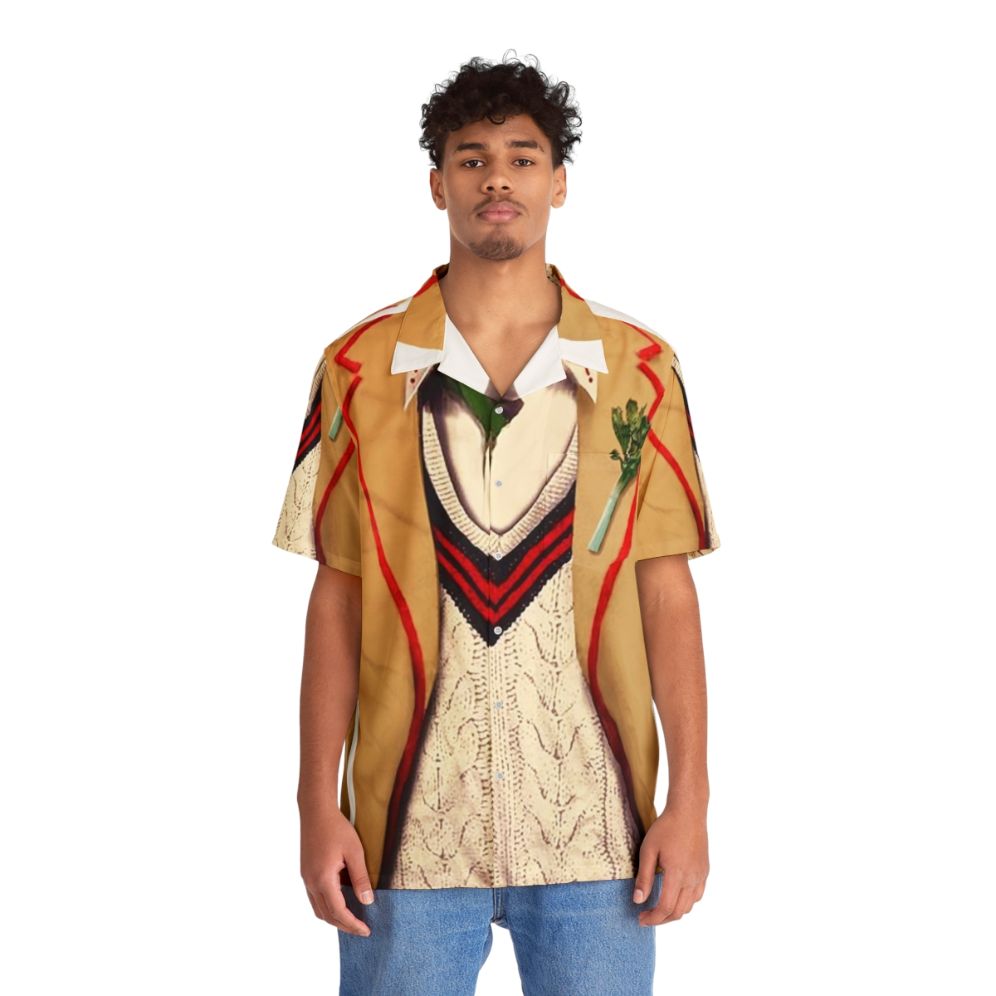 5th Doctor Retro Hawaiian Shirt with Peter Davison Design - Lifestyle