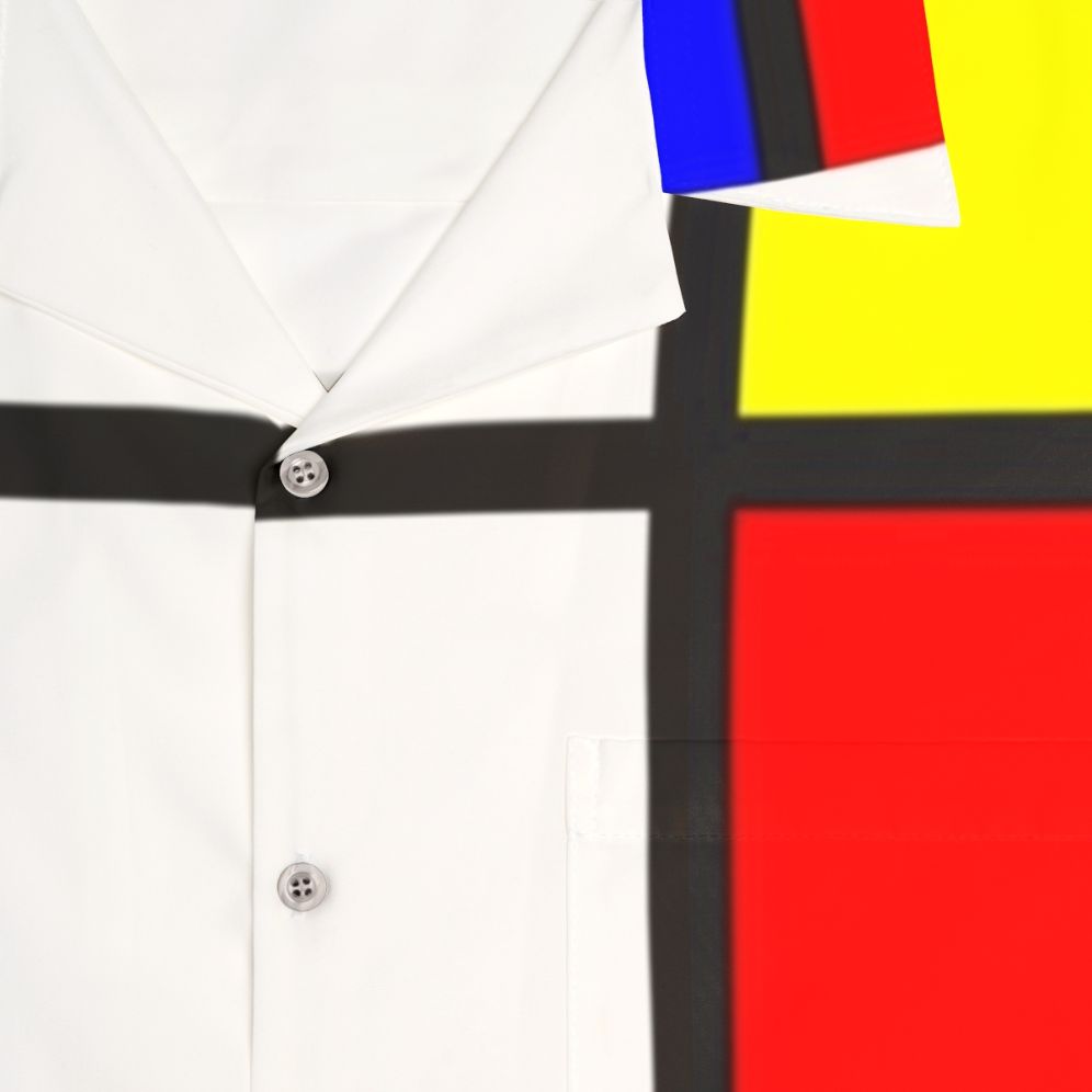 Mondrian inspired abstract geometric Hawaiian shirt - Detail