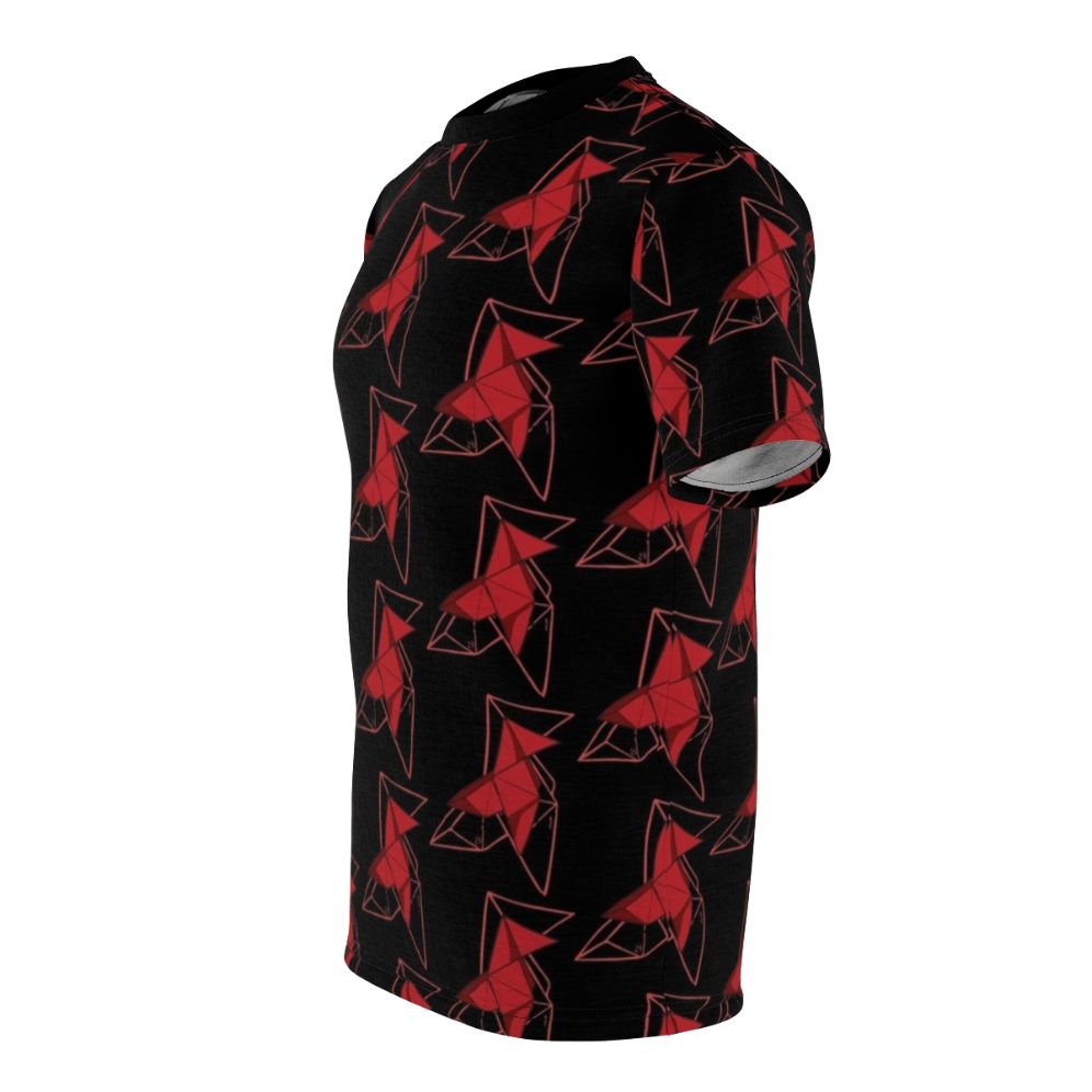 Origami bird design t-shirt inspired by the popular Netflix series Money Heist (La Casa de Papel) - men left