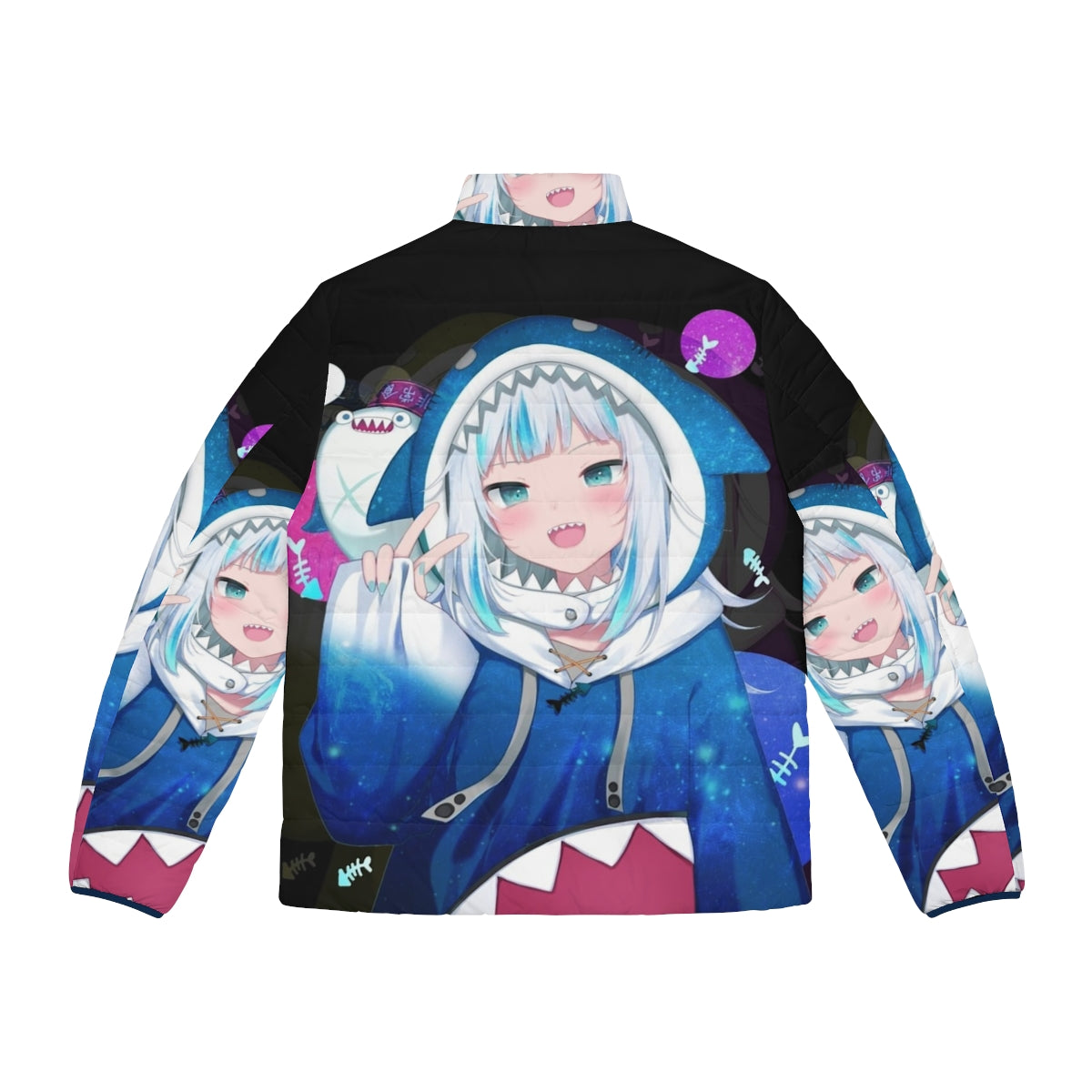 Gawr Gura Hololive EN vtuber anime inspired puffer jacket - Back