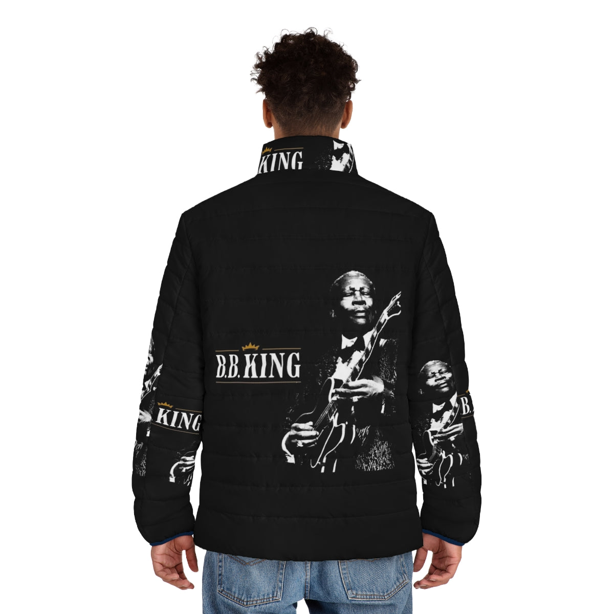 BB King inspired blues music puffer jacket - men back