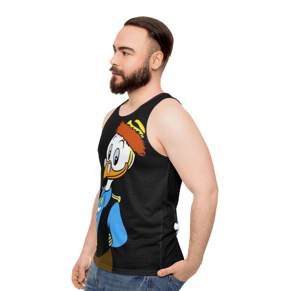 Unisex tank top for inventors and masterminds, featuring Gyro Gearloose - men side