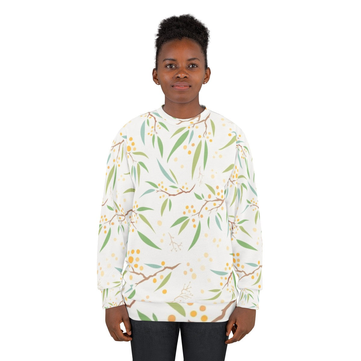 Golden Wattle Flower Floral Sweatshirt - women