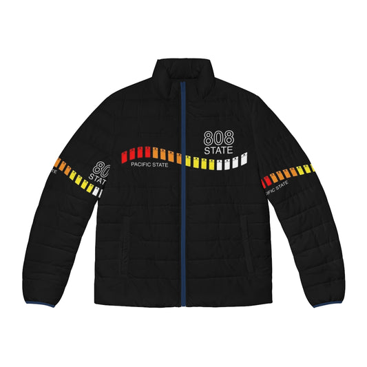 808 State Pacific State Retro Puffer Jacket for EDM and 80s Music Fans