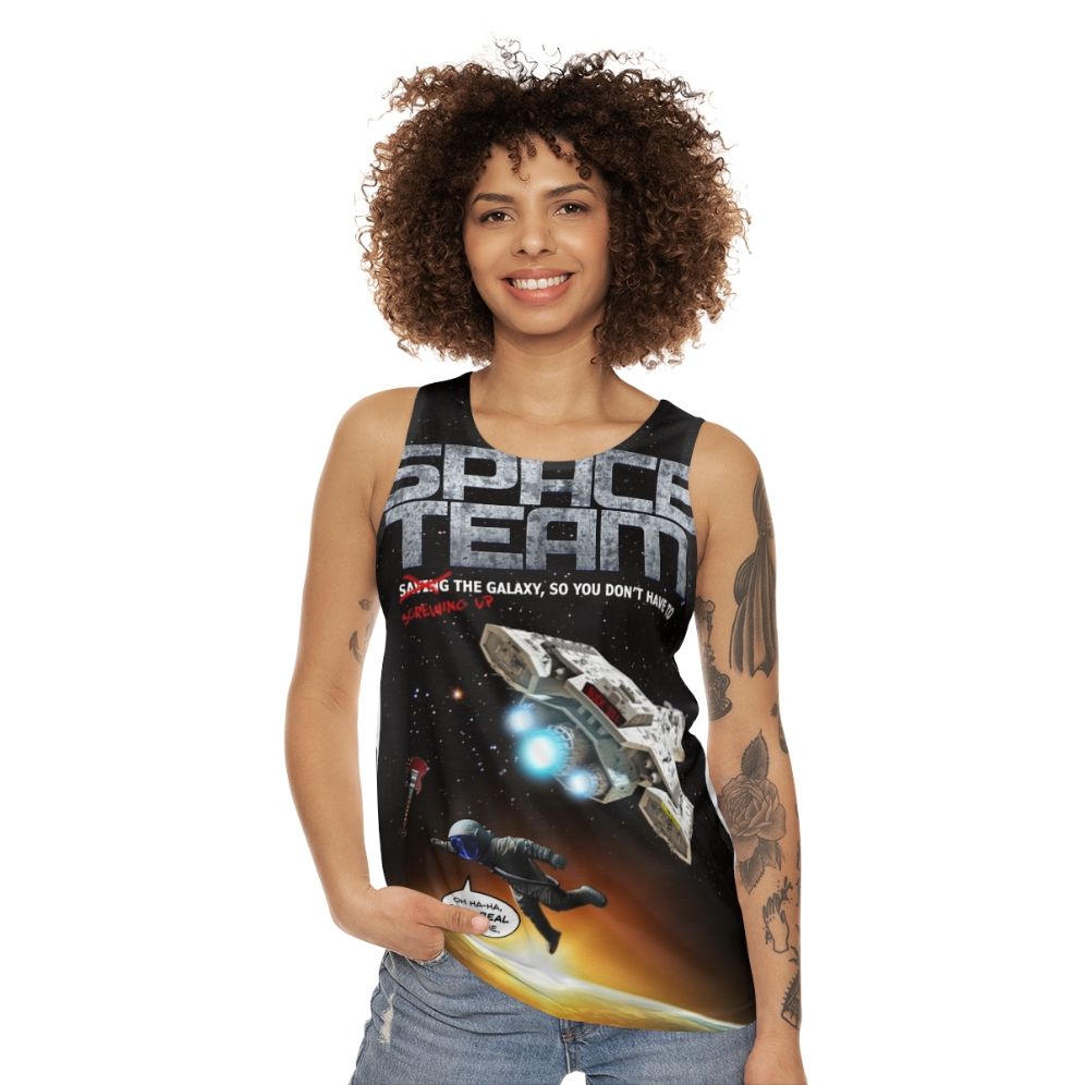 Space Team Unisex Tank Top with Galaxy Design - women