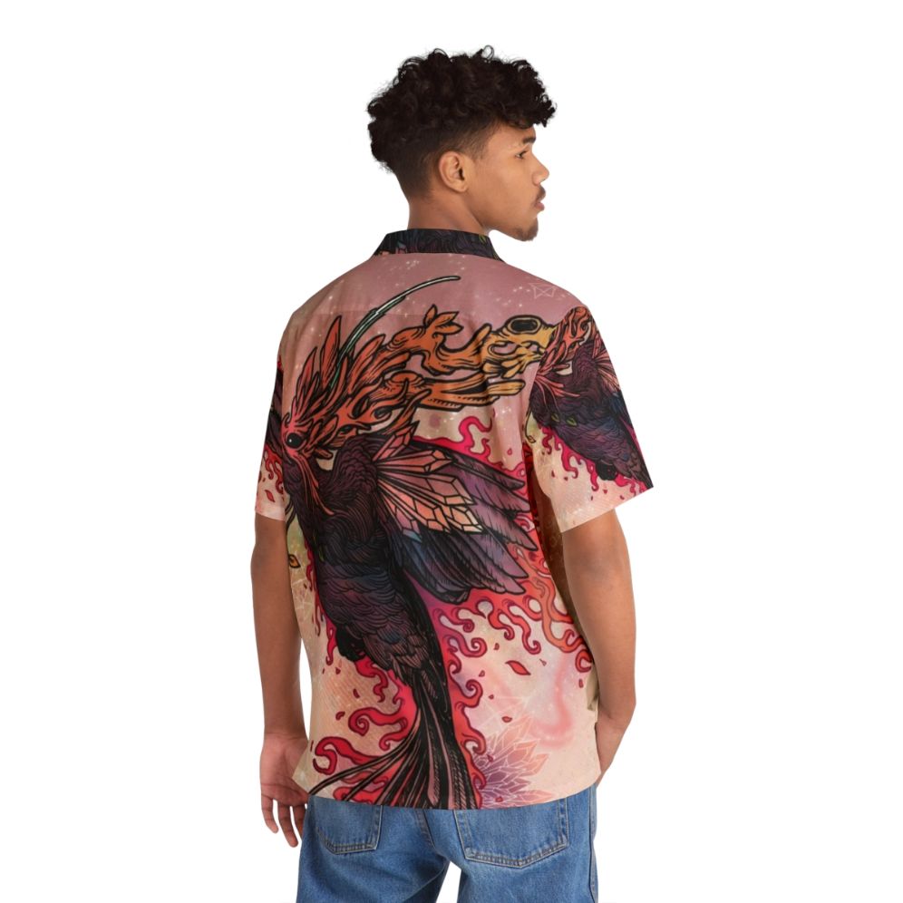 Fiery Phoenix Hawaiian Shirt with Legendary Mythical Creature Design - People Back