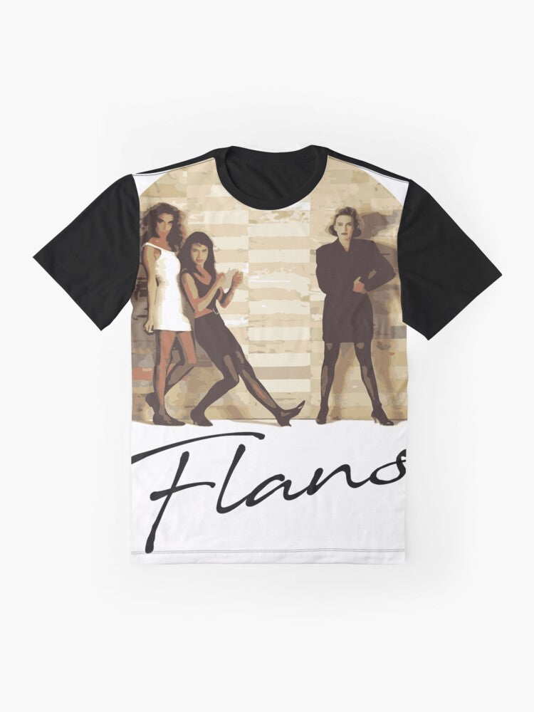 Retro Flans Graphic T-Shirt with 90s Music Band Design - Flat lay