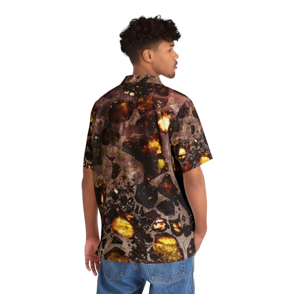 Space rocks pallasite Hawaiian shirt with astronomy and geology patterns - People Back